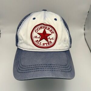 Vintage Look Converse All Star Baseball Cap White Blue Logo Adjustable Strap